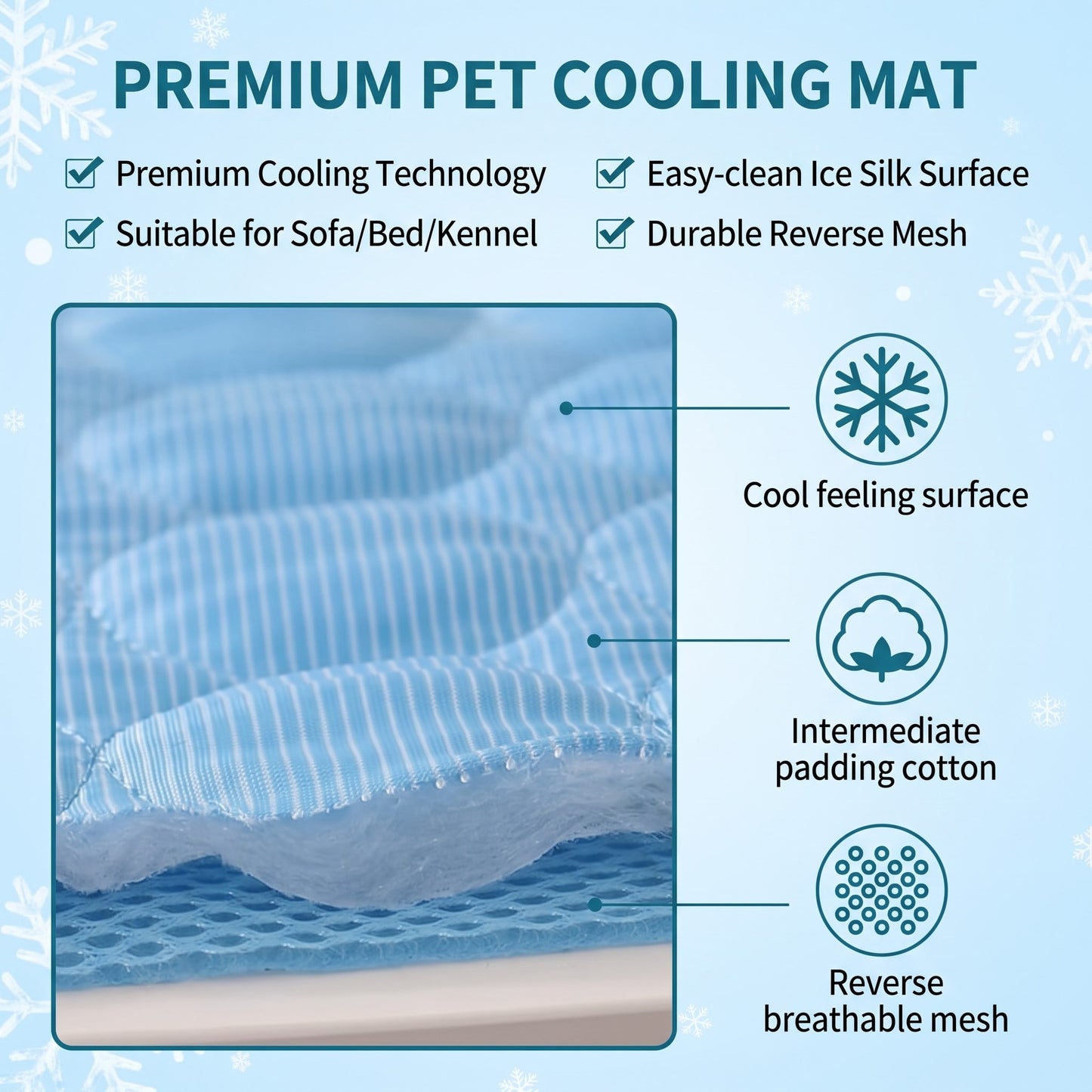 Pet Cooling Mat – Advanced 3-Layer Ice Silk Cooling Pad