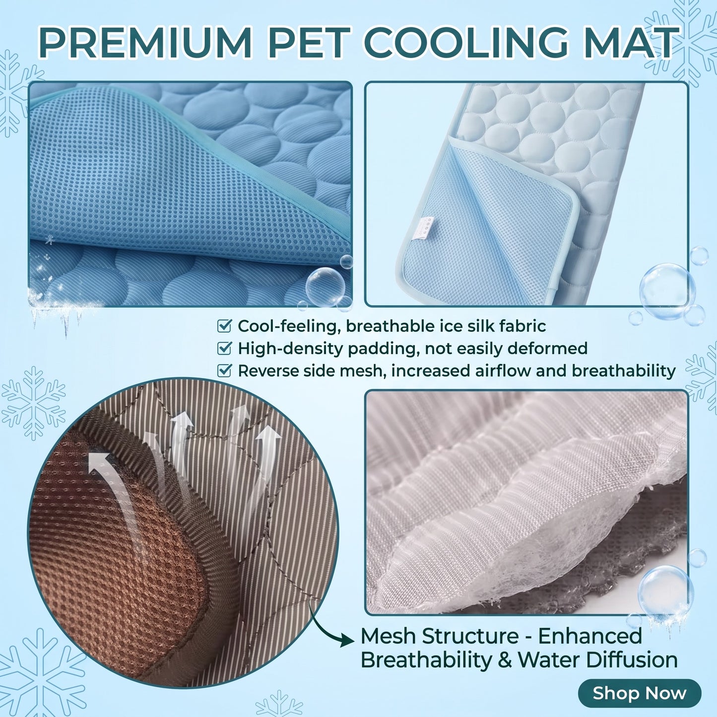 Pet Cooling Mat – Advanced 3-Layer Ice Silk Cooling Pad